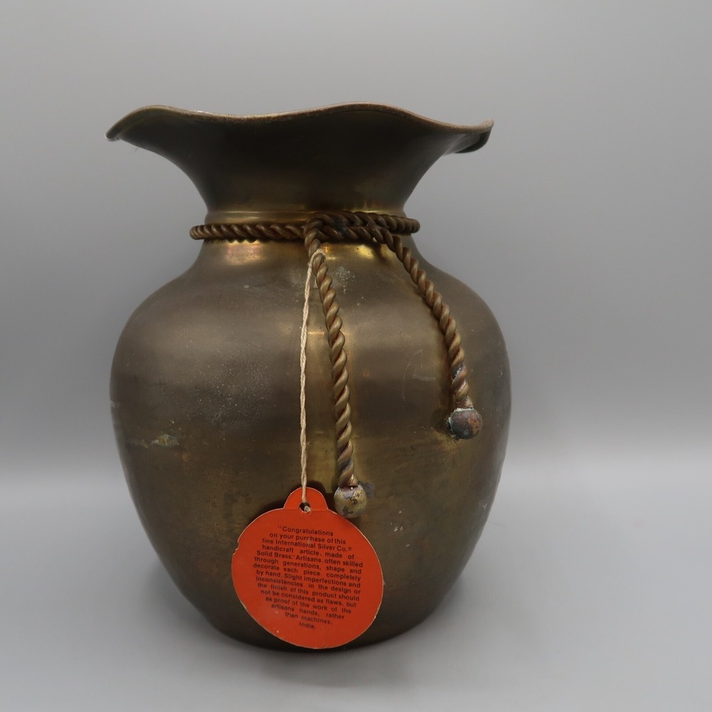Vintage Large 7'' Matte Finish  Brass Vase With Scallop Opening‎ India